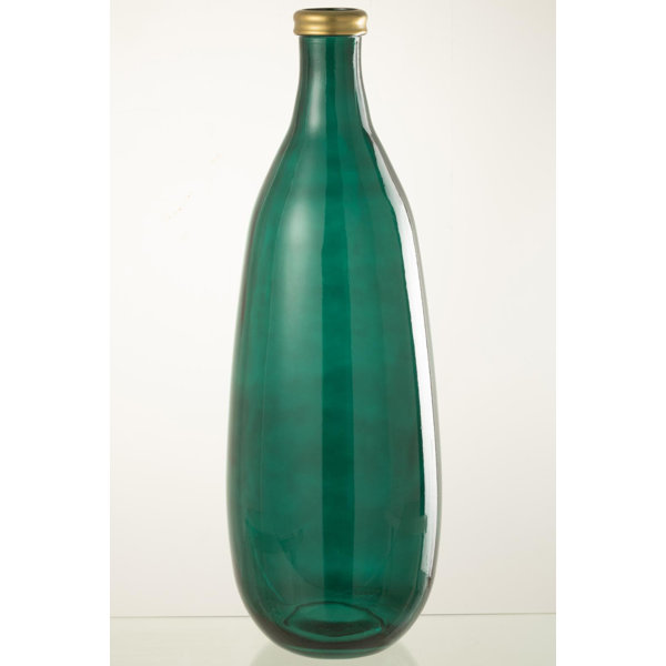 Ivy Bronx Vase Gold Rim Glass Green Large Wayfair.co.uk